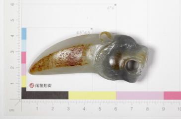 老山玉器 新疆和田玉青花籽料掛件瑞獸